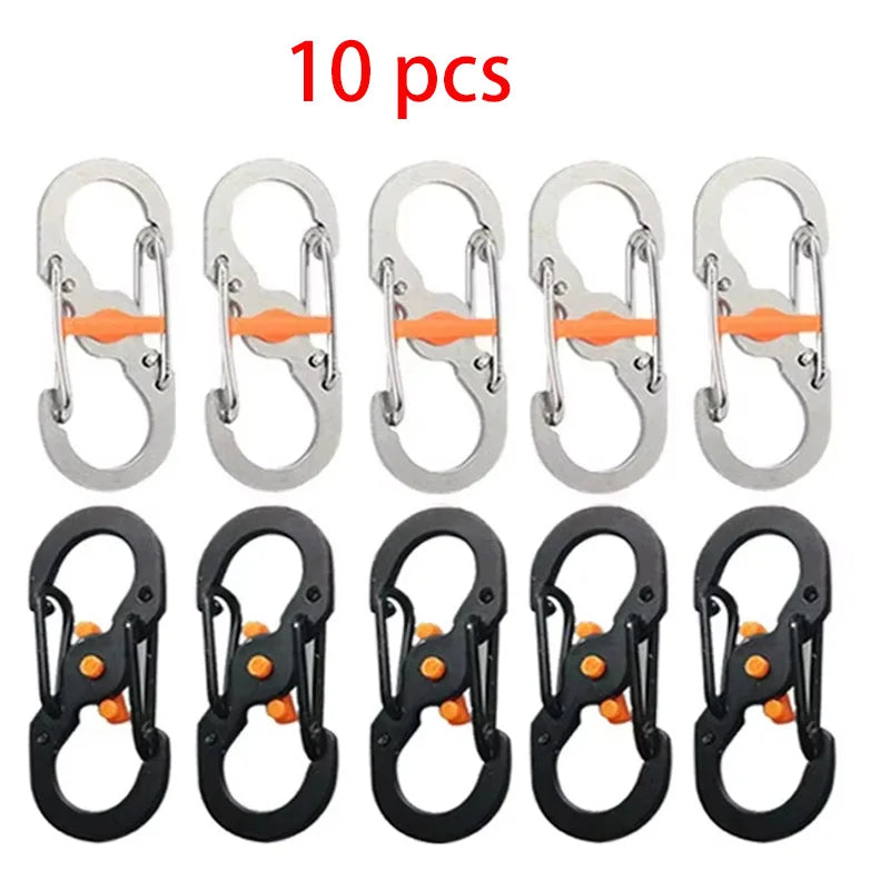 5/10PCS Mini S-Type Locking Carabiner - Outdoor Camping Backpack Buckle, Anti-Theft Keychain Hook & Key-Lock Tool