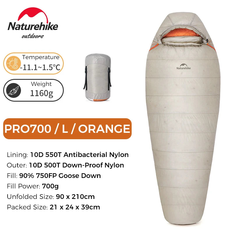 Naturehike Alpine PRO Goose Down Sleeping Bag Lightweight Mummy Sleeping Bag Winter Thick Camping Hiking Backpacking Equipment