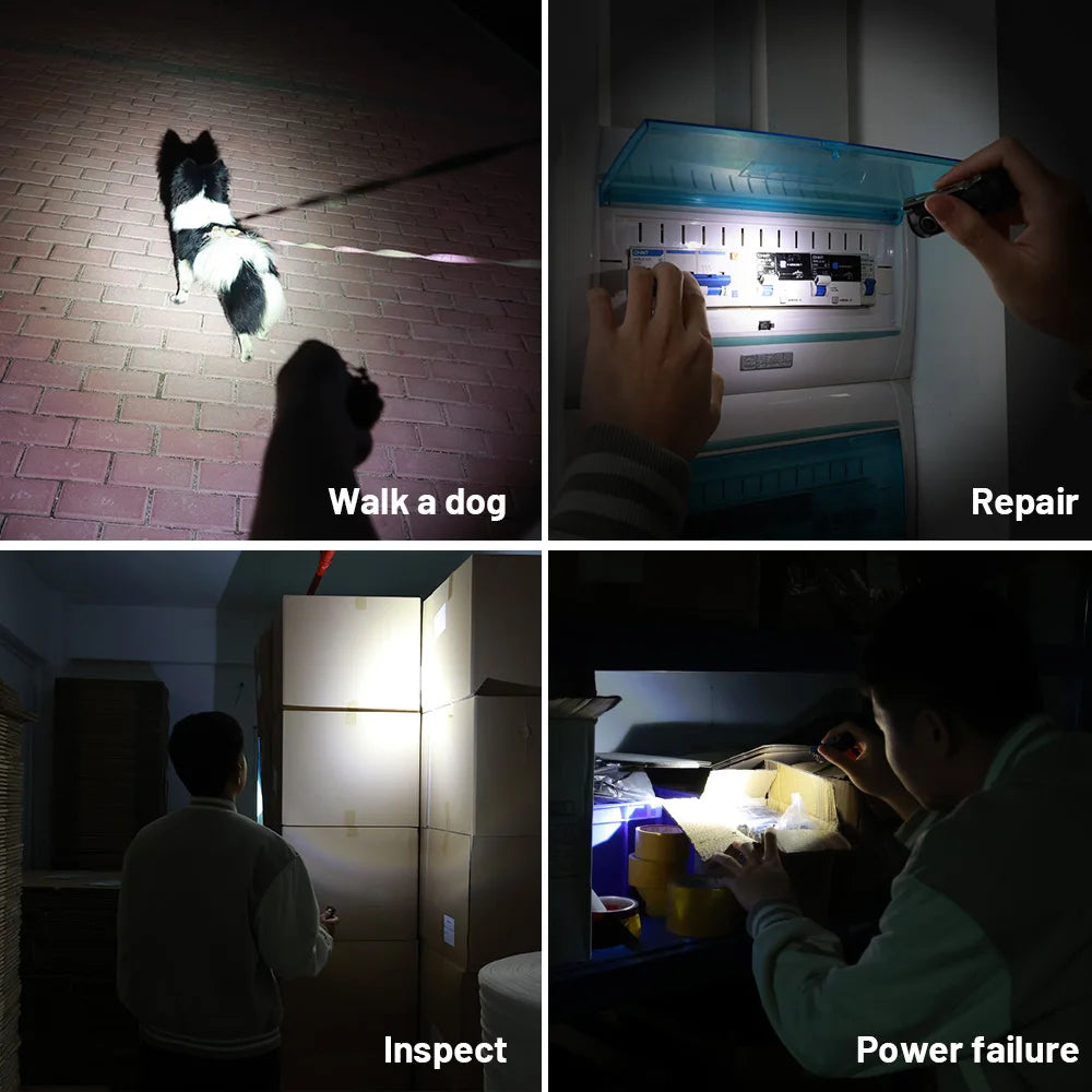 SC13 Black Green SST40 LED 1300lm Mini Tactical 18350 Flashlight 6000K Keychain Emergency Torch