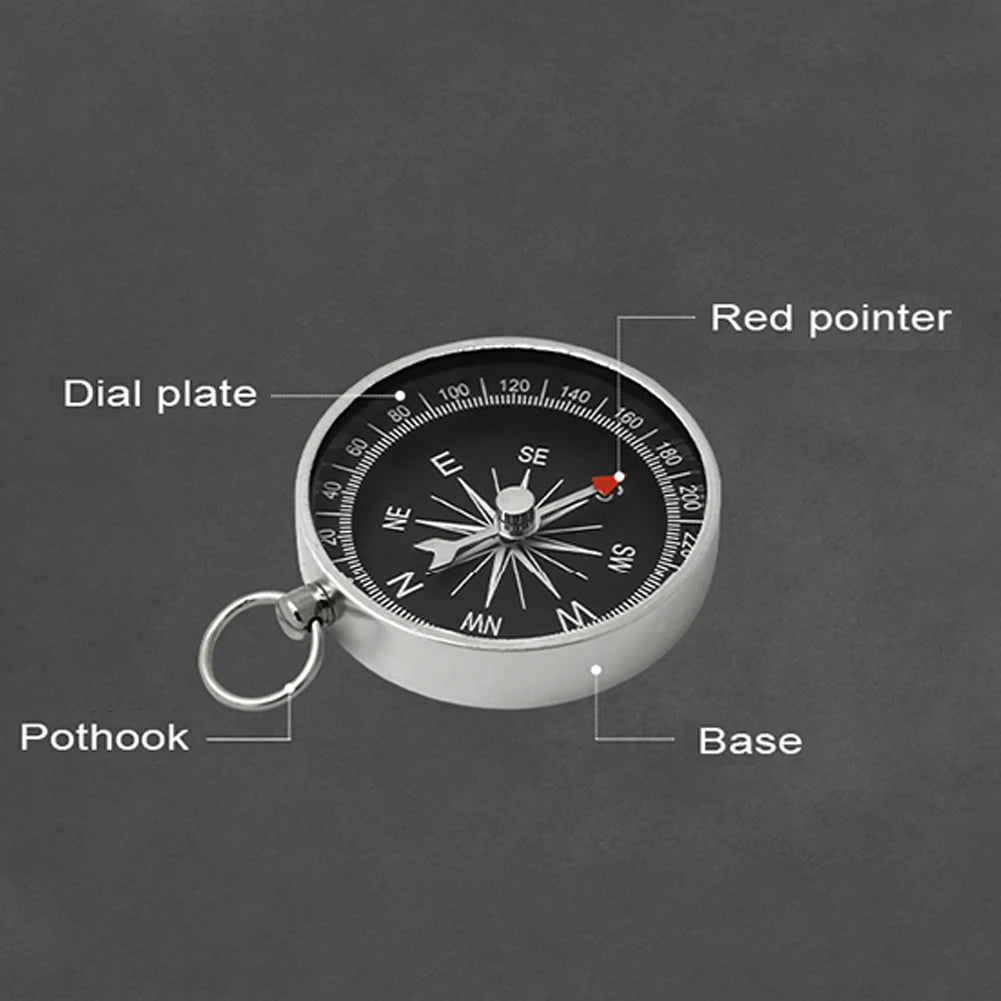 Outdoor Pocket Compass Portable Outdoor Orientation Navigation Compass Silver for Outdoor Camping Hiking Sports Navigation