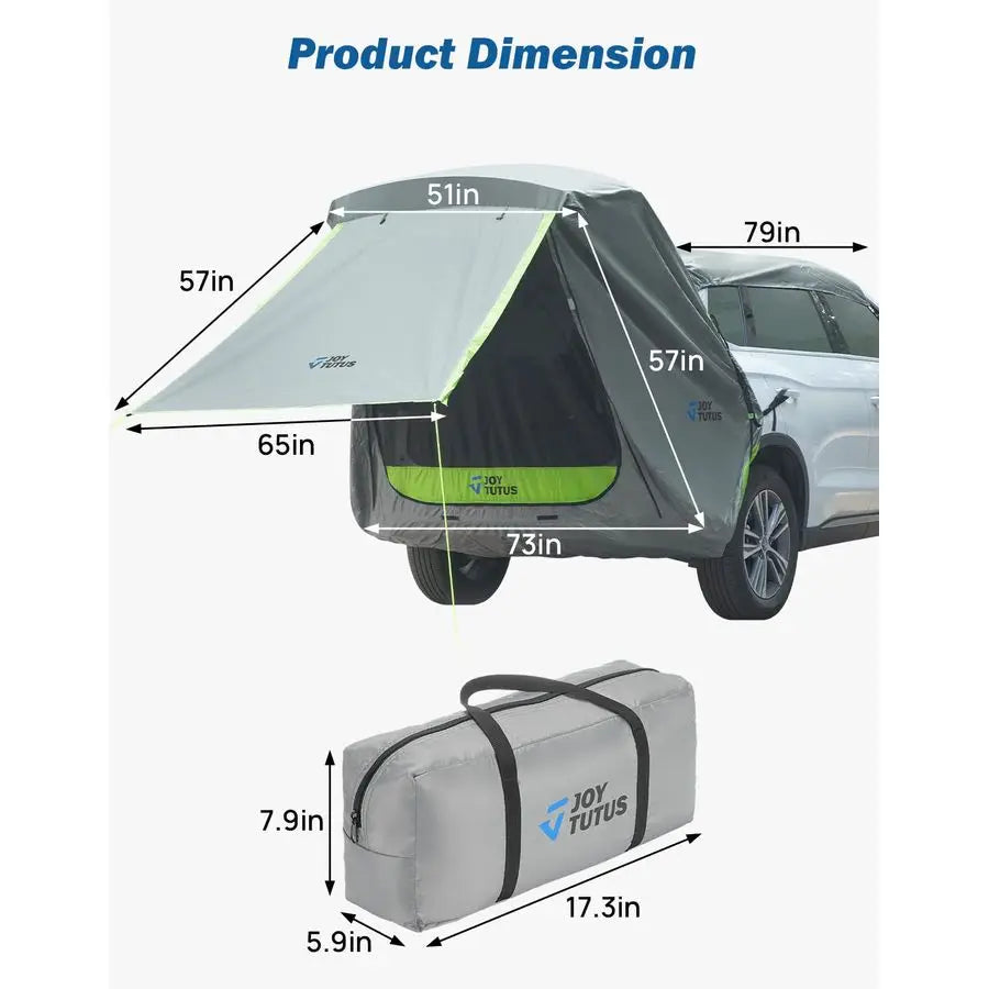 SUV Tailgate Tent with Awning Shade, Car Roof Canopy and Poles, Water Resistant Camping Tent, Outdoor Travel Preferred, Universa