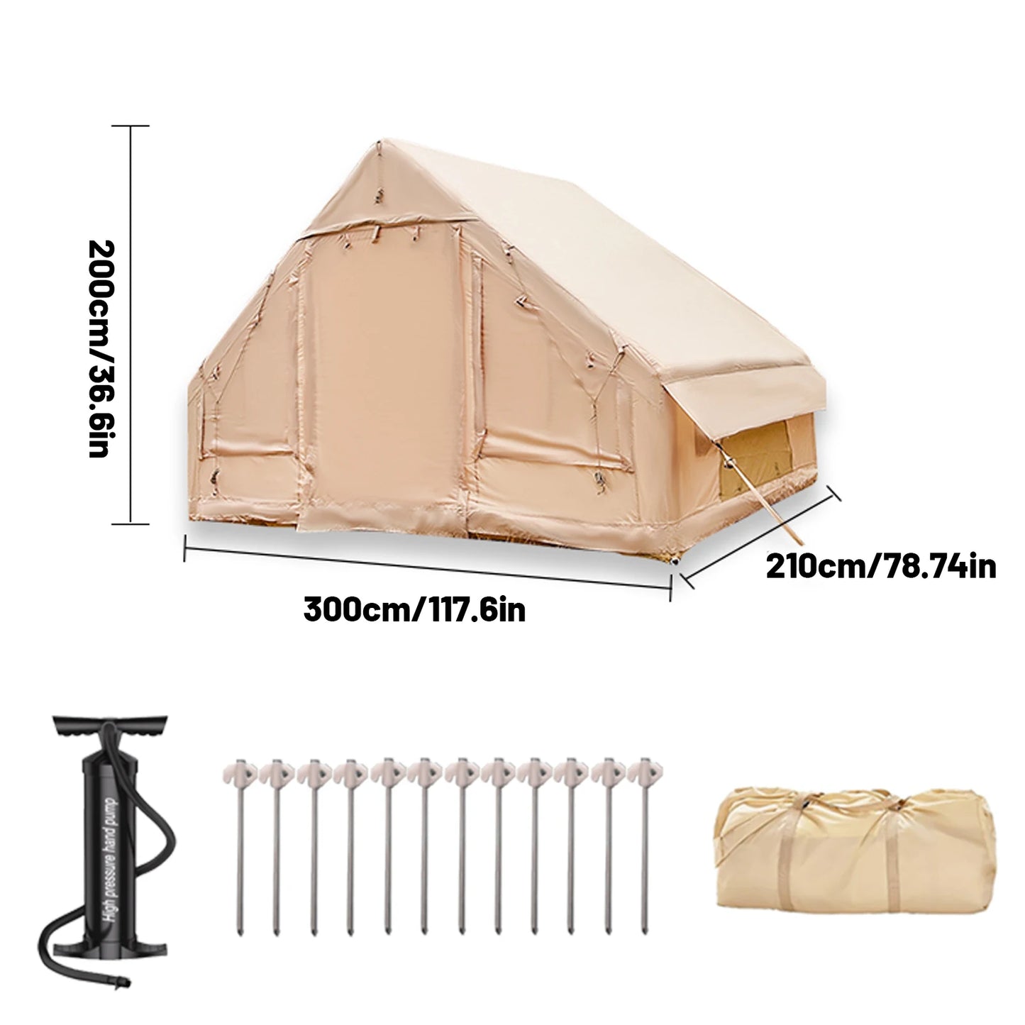 Inflatable camping tent 4-8 people with windows