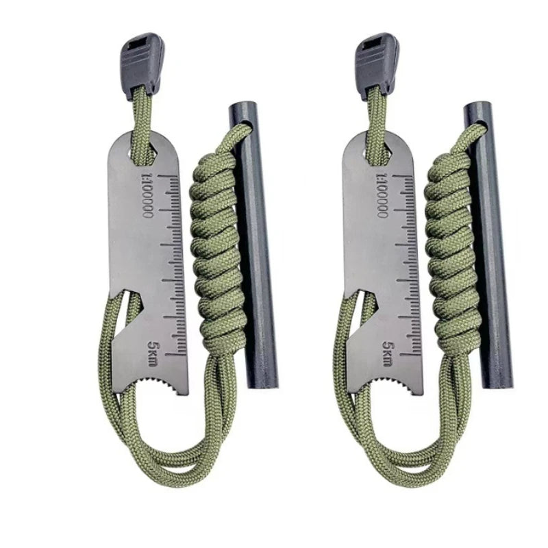 Outdoor Survival Fire Starter Multifunctional Ferrocerium Rod with Paracord & Scraper, Camping Emergency Flint Fire Steel