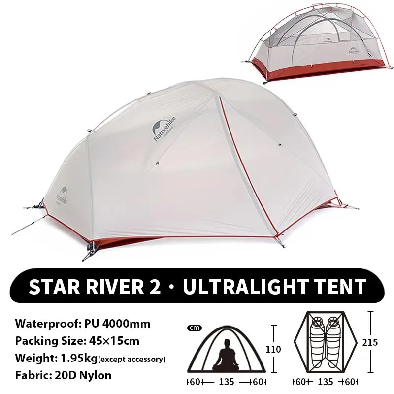 Ultralight Waterproof Tent 2 People 4 Seasons Outdoor Travel Hiking Fishing Tent Double Layers Tent