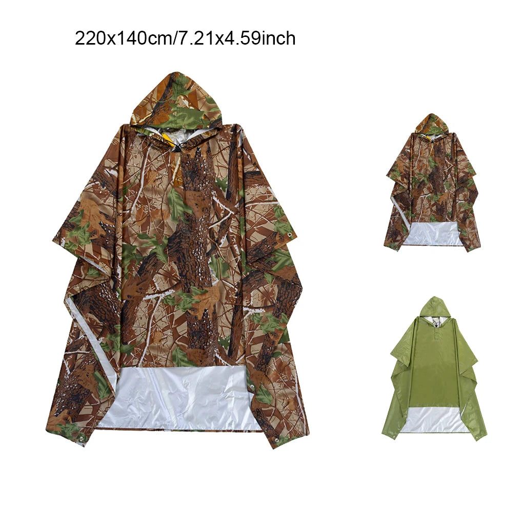 Rain Coats Backpack Raindrops Cover Climbing Hiking Camping Raincoat Poncho Jacket Waterproof Picnic Mat Camouflage