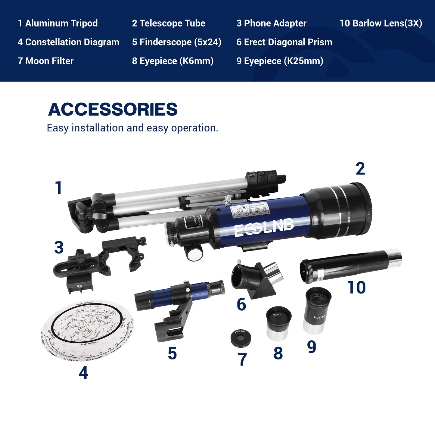 Telescope 36070 with High Tripod Mobile Holder 14X-180X for Moon Watching Kids Christmas Birthday Gift