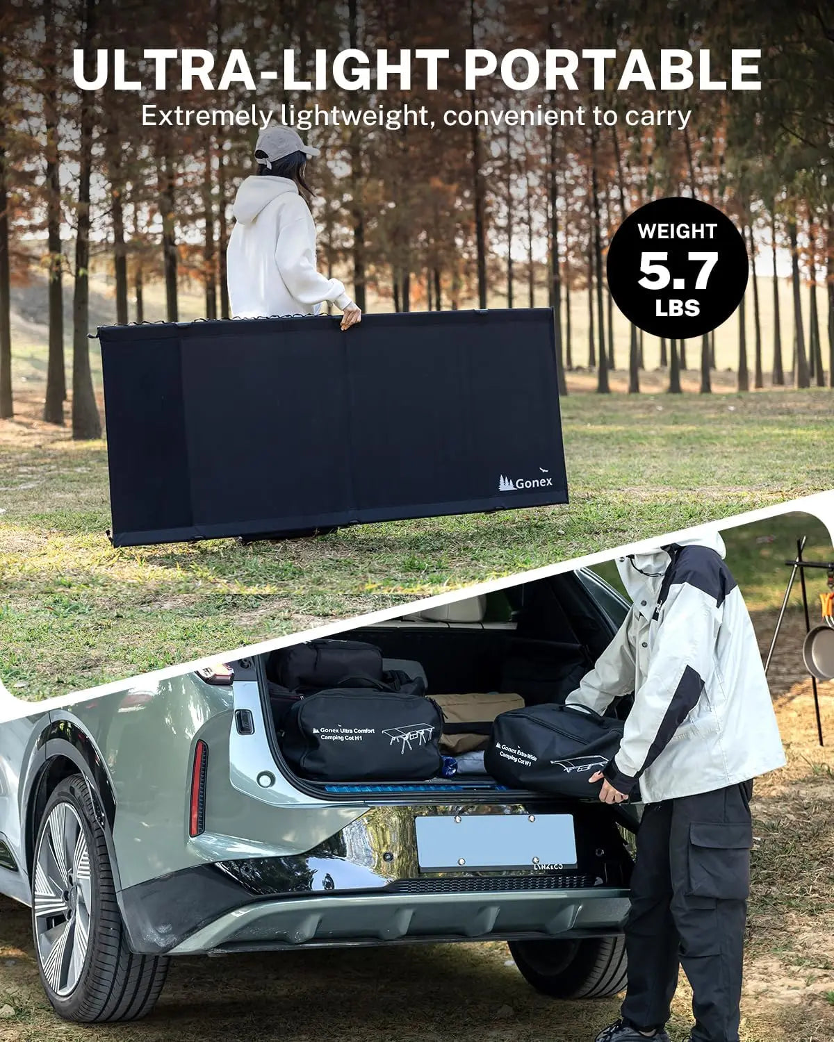 31.5' Extra Wide Camping Cot with Premium Pillow Pocket Supports 350lbs, Portable Ultralight Folding