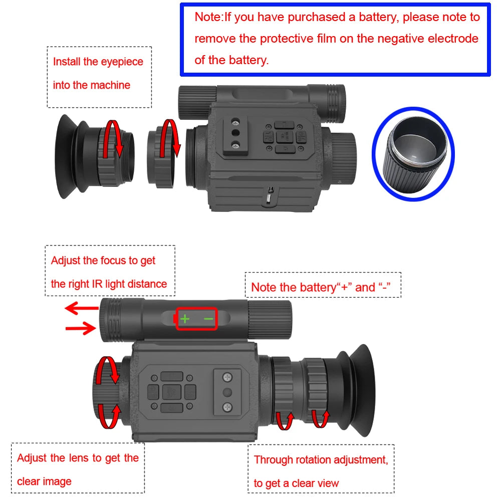 NK006 Helmet Night Vision Monocular Long-Distance Infrared 5X Zoom 1080P Digital Hunting Night Vision Goggles Telescope