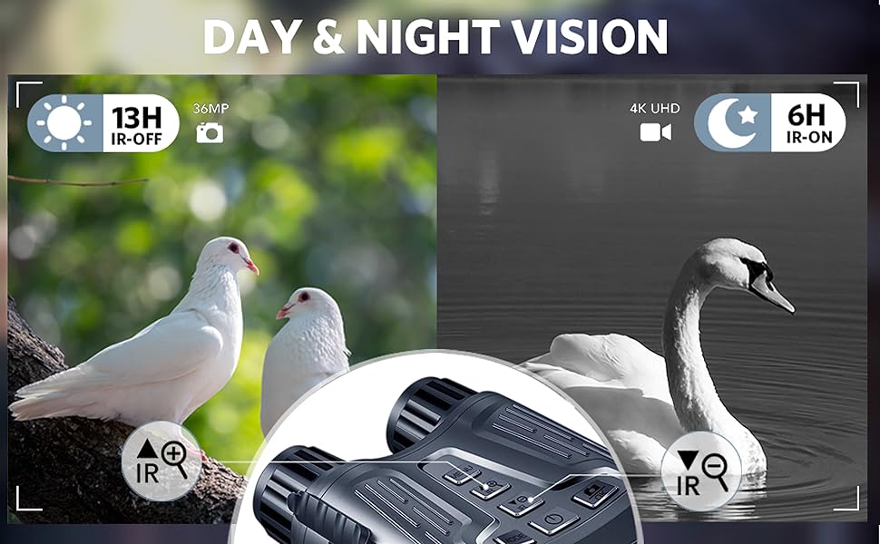 Night Vision Binoculars Goggles 8X Digital Zoom 1000ft HD 1080P with IR Illuminator & Video Recording 4K for Hunting/Camping
