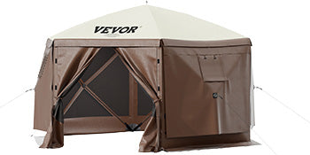 Pop-up Camping Gazebo Camping Canopy Shelter 6 Sided 12' x 12' / 10' x 10' Sun Shade Tents & Canopies Camping & Hiking