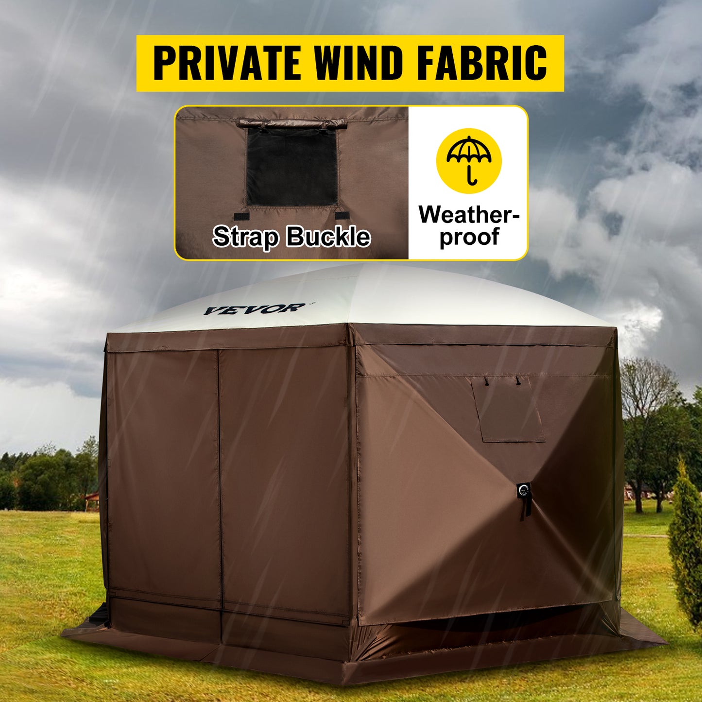Pop-up Camping Gazebo Camping Canopy Shelter 6 Sided 12' x 12' / 10' x 10' Sun Shade Tents & Canopies Camping & Hiking