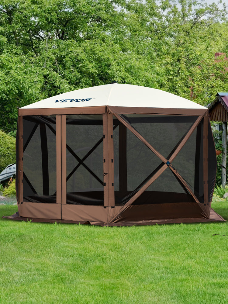 Pop-up Camping Gazebo Camping Canopy Shelter 6 Sided 12' x 12' / 10' x 10' Sun Shade Tents & Canopies Camping & Hiking