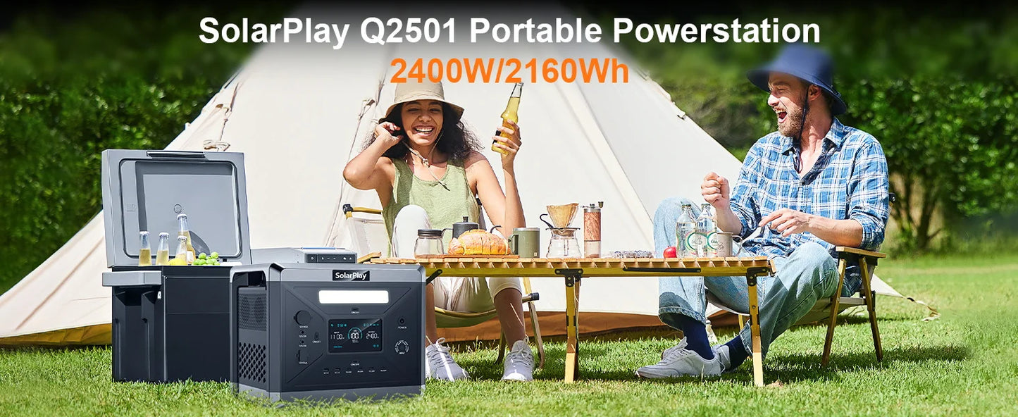 Portable Power Station 2160WH LiFePO4 Battery with 2400W (4800W Peak) AC Output Solar Generator for Garden Party