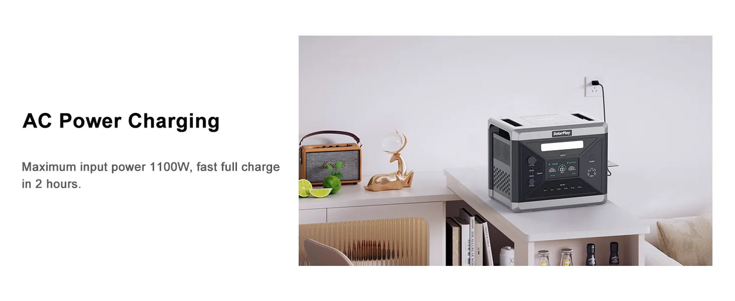 Portable Power Station 2160WH LiFePO4 Battery with 2400W (4800W Peak) AC Output Solar Generator for Garden Party