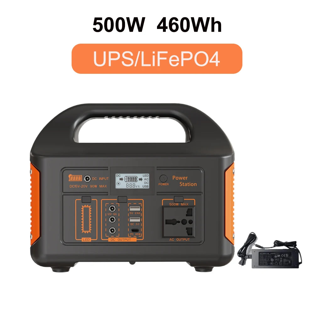 300W 500W 460.8Wh Portable Power Station Solar Generator AC 110V Emergency Power