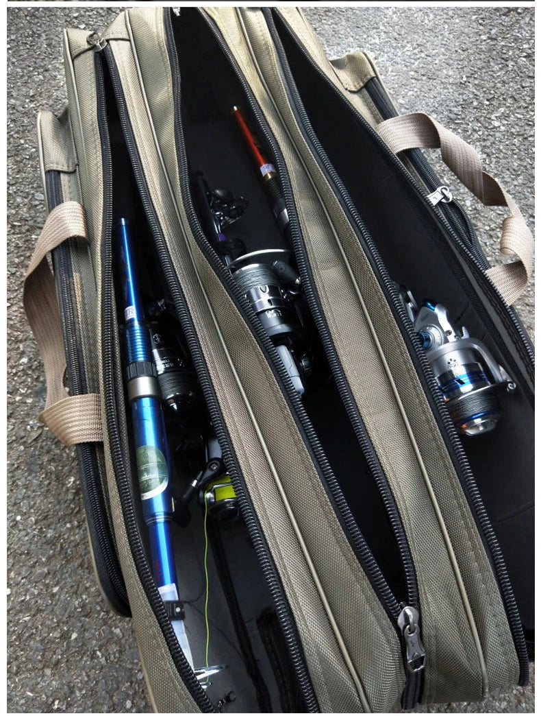 Portable 2/3 Layer Men's Fishing Bag 50/60/70/80CM Fish Rod Carrier Oxford Fishing Pole Tools Outdoor Waterproof Pesca XA220G