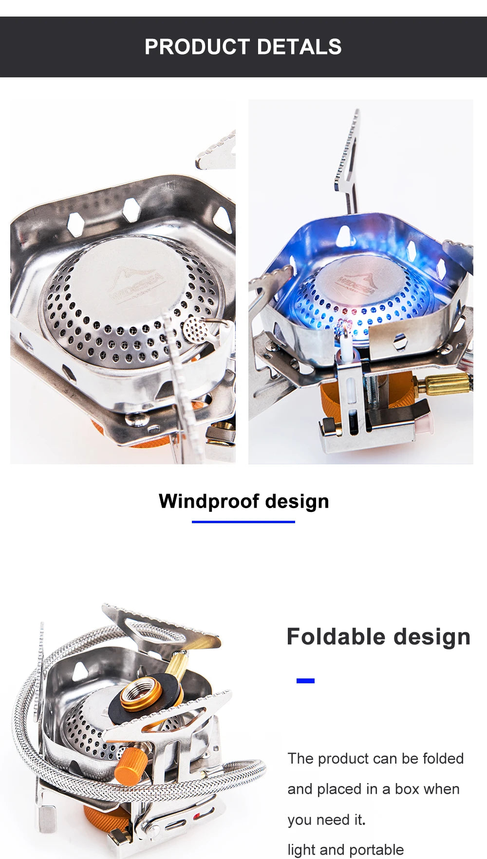 Camping Wind Proof Gas Burner Outdoor Strong Fire Stove Heater Tourism Equipment Supplies Tourist Kitchen Survival Trips