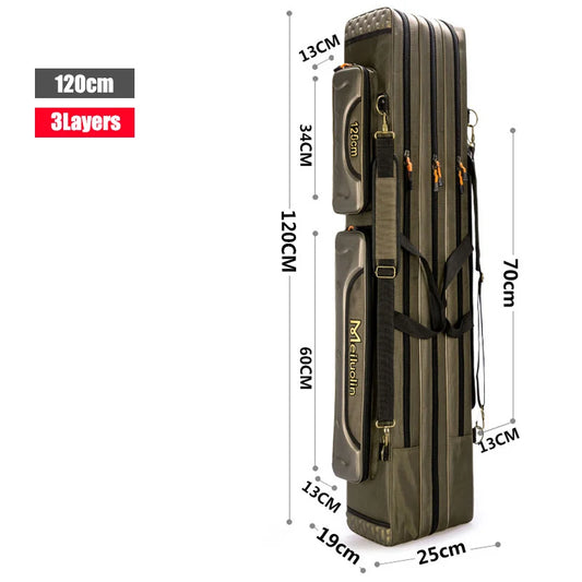80cm 110cm 120cm Thick Oxford Fishing Bags Foldable Fishing Rod Fishing Pole Tools Storage Bag Large Capacity Pesca Bag XA114G