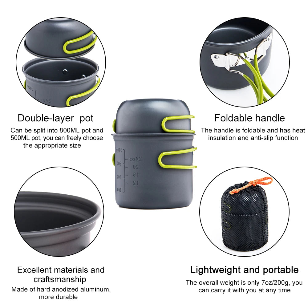 Ultralight Camping Cooking Utensils Outdoor Tableware Pot Set Hiking Picnic Travel