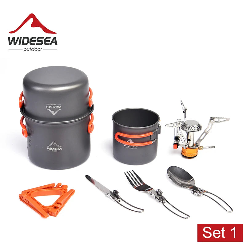 Camg Cookware Set Outdoor Tableware Equipment Supplies Burner Stove Folding Knife Fork Portable Pot Suit Tourism Cup