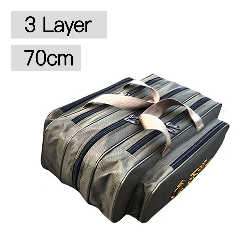 Portable 2/3 Layer Men's Fishing Bag 50/60/70/80CM Fish Rod Carrier Oxford Fishing Pole Tools Outdoor Waterproof Pesca XA220G