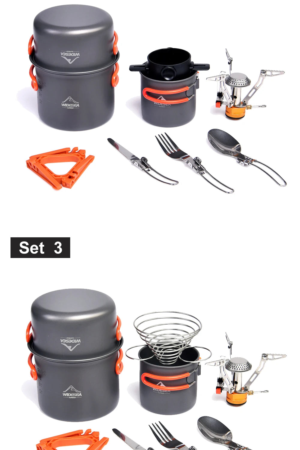 Camg Cookware Set Outdoor Tableware Equipment Supplies Burner Stove Folding Knife Fork Portable Pot Suit Tourism Cup