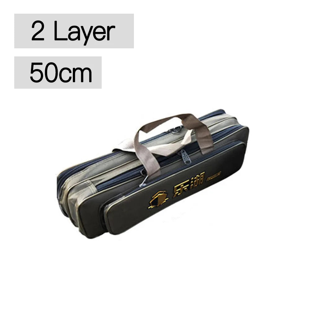 Portable 2/3 Layer Men's Fishing Bag 50/60/70/80CM Fish Rod Carrier Oxford Fishing Pole Tools Outdoor Waterproof Pesca XA220G
