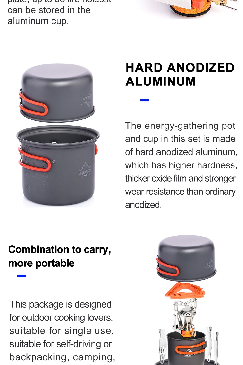 Camg Cookware Set Outdoor Tableware Equipment Supplies Burner Stove Folding Knife Fork Portable Pot Suit Tourism Cup