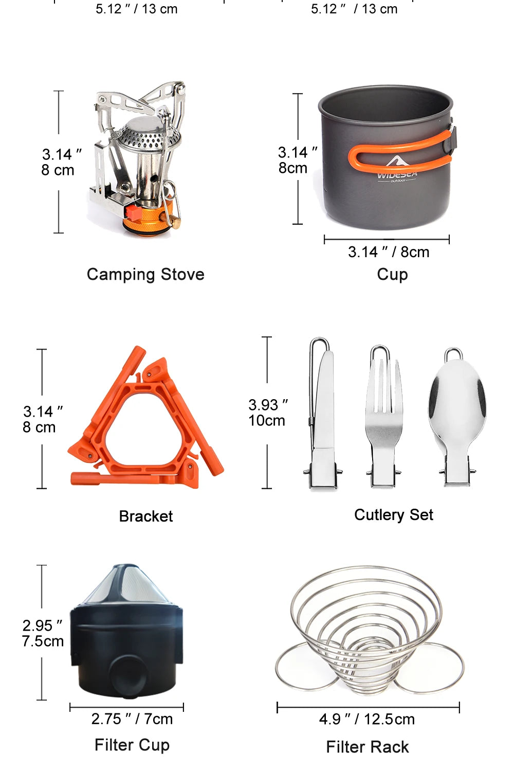 Camg Cookware Set Outdoor Tableware Equipment Supplies Burner Stove Folding Knife Fork Portable Pot Suit Tourism Cup