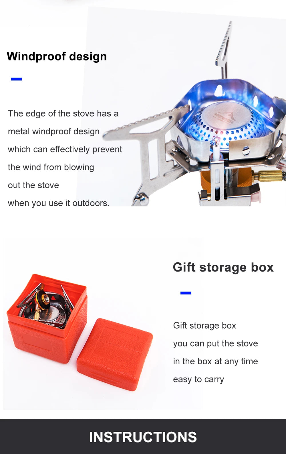 Camping Wind Proof Gas Burner Outdoor Strong Fire Stove Heater Tourism Equipment Supplies Tourist Kitchen Survival Trips