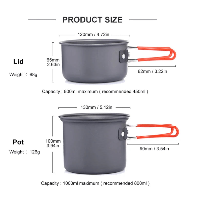 Ultralight Camping Cooking Utensils Outdoor Tableware Pot Set Hiking Picnic Travel
