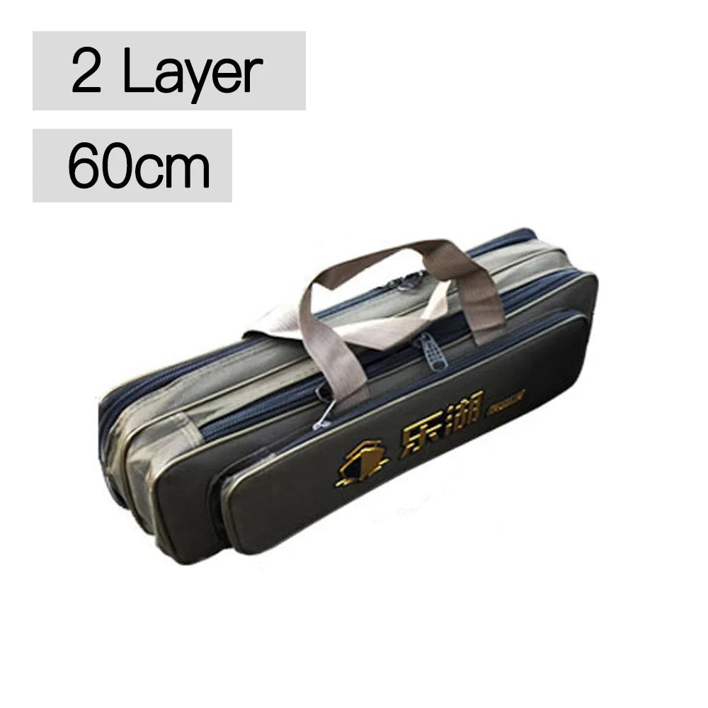 Portable 2/3 Layer Men's Fishing Bag 50/60/70/80CM Fish Rod Carrier Oxford Fishing Pole Tools Outdoor Waterproof Pesca XA220G