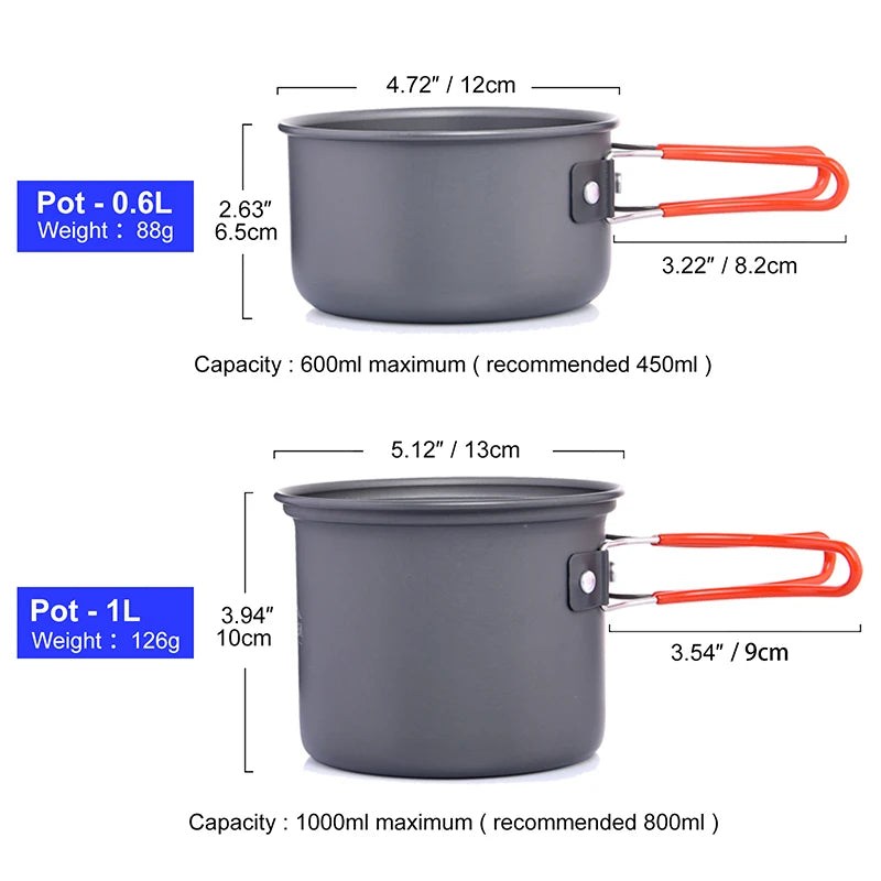 Camg Cookware Set Outdoor Tableware Equipment Supplies Burner Stove Folding Knife Fork Portable Pot Suit Tourism Cup