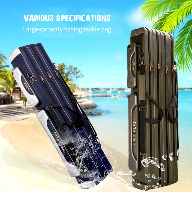 80cm 110cm 120cm Thick Oxford Fishing Bags Foldable Fishing Rod Fishing Pole Tools Storage Bag Large Capacity Pesca Bag XA114G