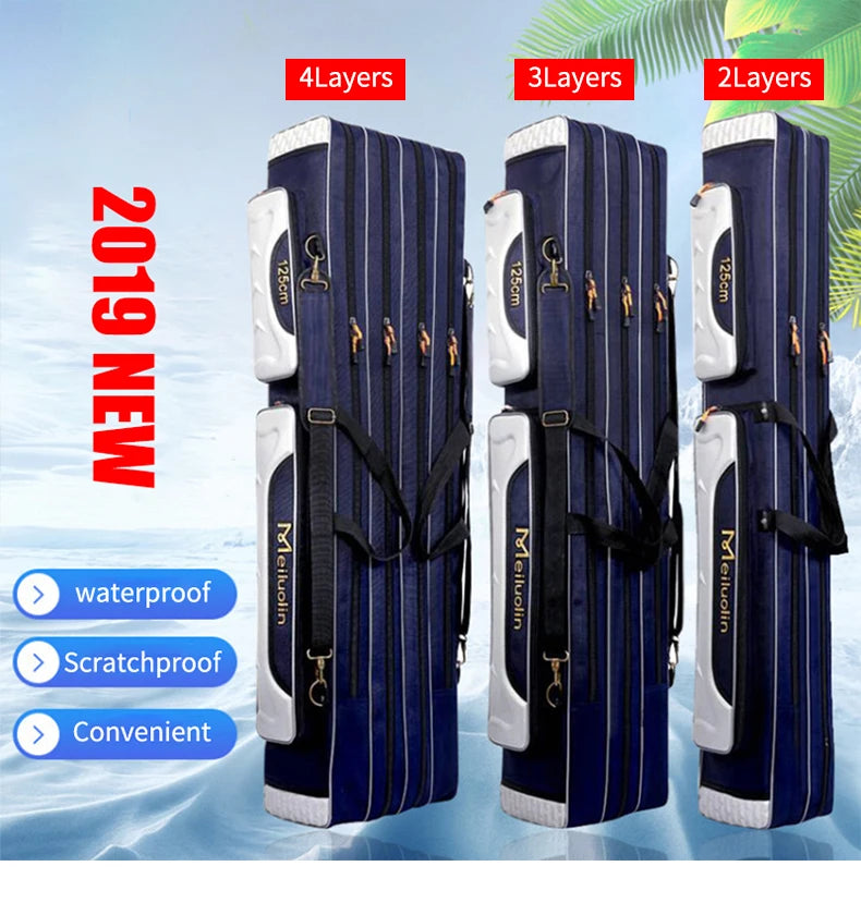 80cm 110cm 120cm Thick Oxford Fishing Bags Foldable Fishing Rod Fishing Pole Tools Storage Bag Large Capacity Pesca Bag XA114G