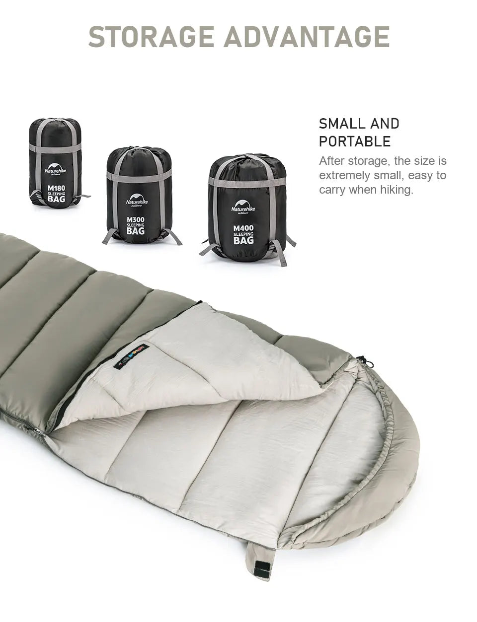 Sleeping Bag M180 Lightweight Sleeping Bag M300 Double Camping Sleeping Bag M400 Machine Washable Winter Sleeping Bag