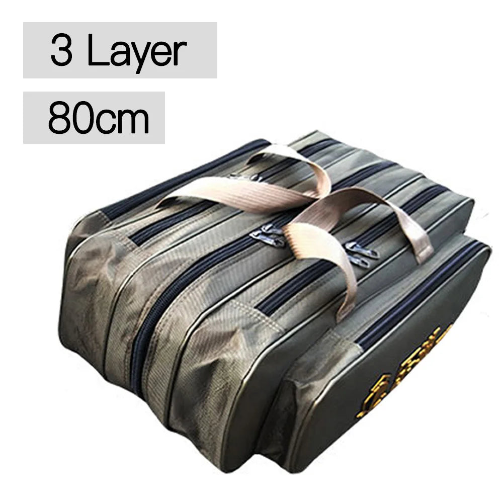 Portable 2/3 Layer Men's Fishing Bag 50/60/70/80CM Fish Rod Carrier Oxford Fishing Pole Tools Outdoor Waterproof Pesca XA220G