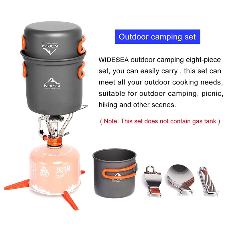 Camg Cookware Set Outdoor Tableware Equipment Supplies Burner Stove Folding Knife Fork Portable Pot Suit Tourism Cup