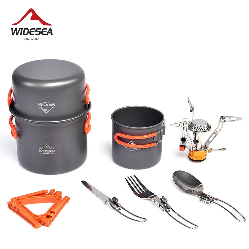 Camg Cookware Set Outdoor Tableware Equipment Supplies Burner Stove Folding Knife Fork Portable Pot Suit Tourism Cup