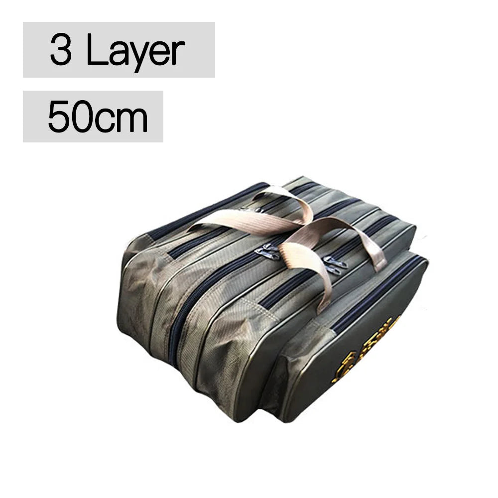 Portable 2/3 Layer Men's Fishing Bag 50/60/70/80CM Fish Rod Carrier Oxford Fishing Pole Tools Outdoor Waterproof Pesca XA220G