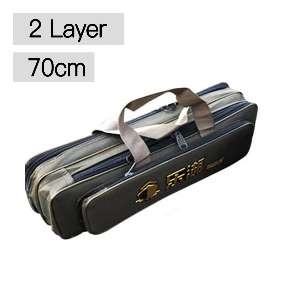 Portable 2/3 Layer Men's Fishing Bag 50/60/70/80CM Fish Rod Carrier Oxford Fishing Pole Tools Outdoor Waterproof Pesca XA220G