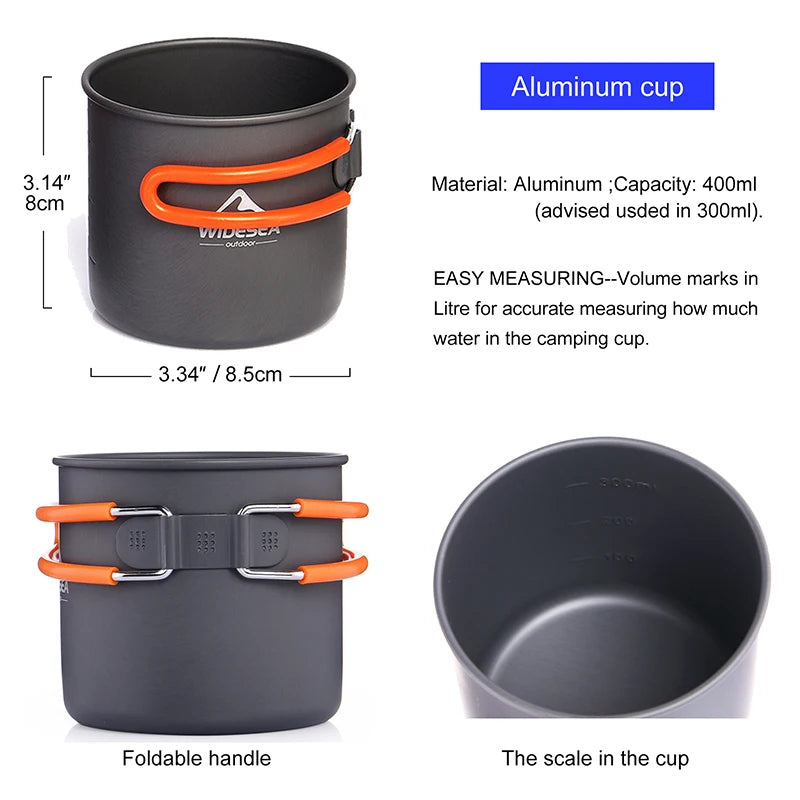 Camg Cookware Set Outdoor Tableware Equipment Supplies Burner Stove Folding Knife Fork Portable Pot Suit Tourism Cup