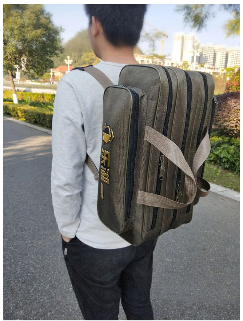 Portable 2/3 Layer Men's Fishing Bag 50/60/70/80CM Fish Rod Carrier Oxford Fishing Pole Tools Outdoor Waterproof Pesca XA220G