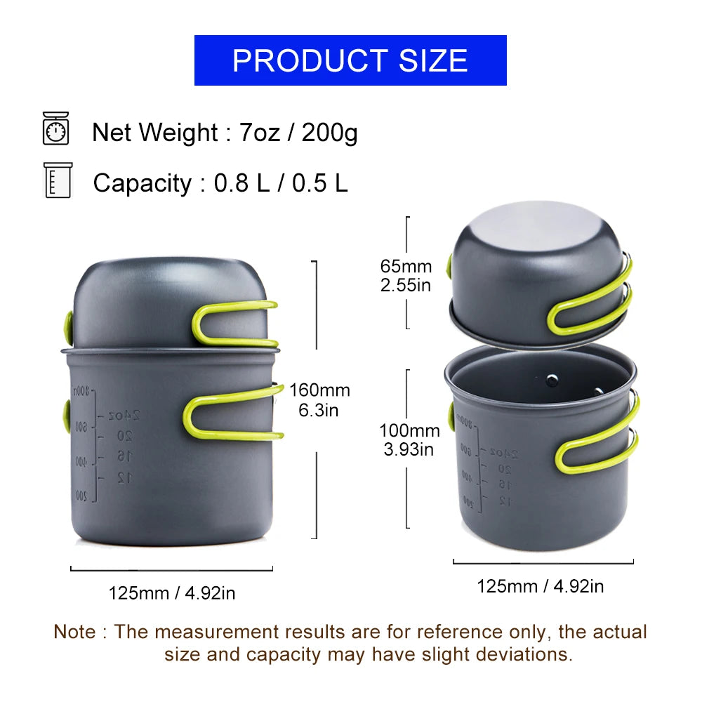 Ultralight Camping Cooking Utensils Outdoor Tableware Pot Set Hiking Picnic Travel