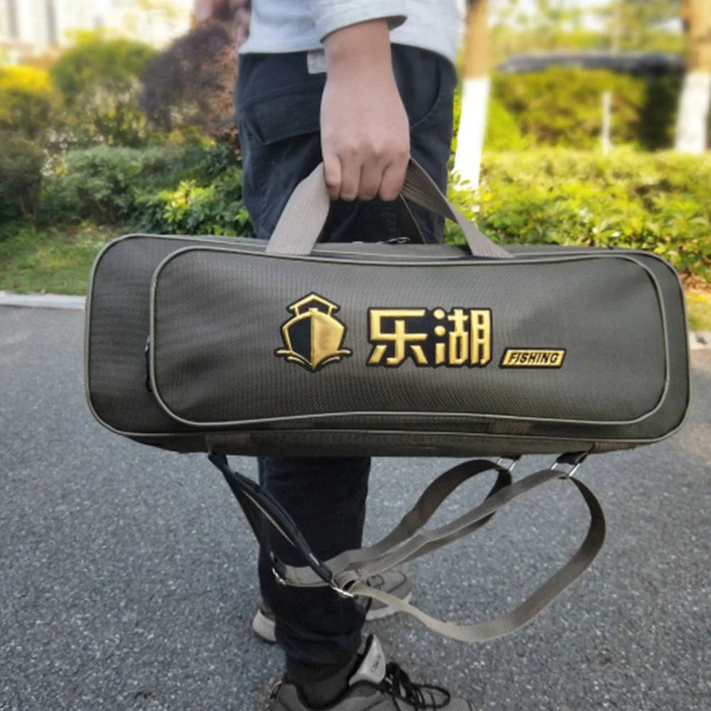 Portable 2/3 Layer Men's Fishing Bag 50/60/70/80CM Fish Rod Carrier Oxford Fishing Pole Tools Outdoor Waterproof Pesca XA220G