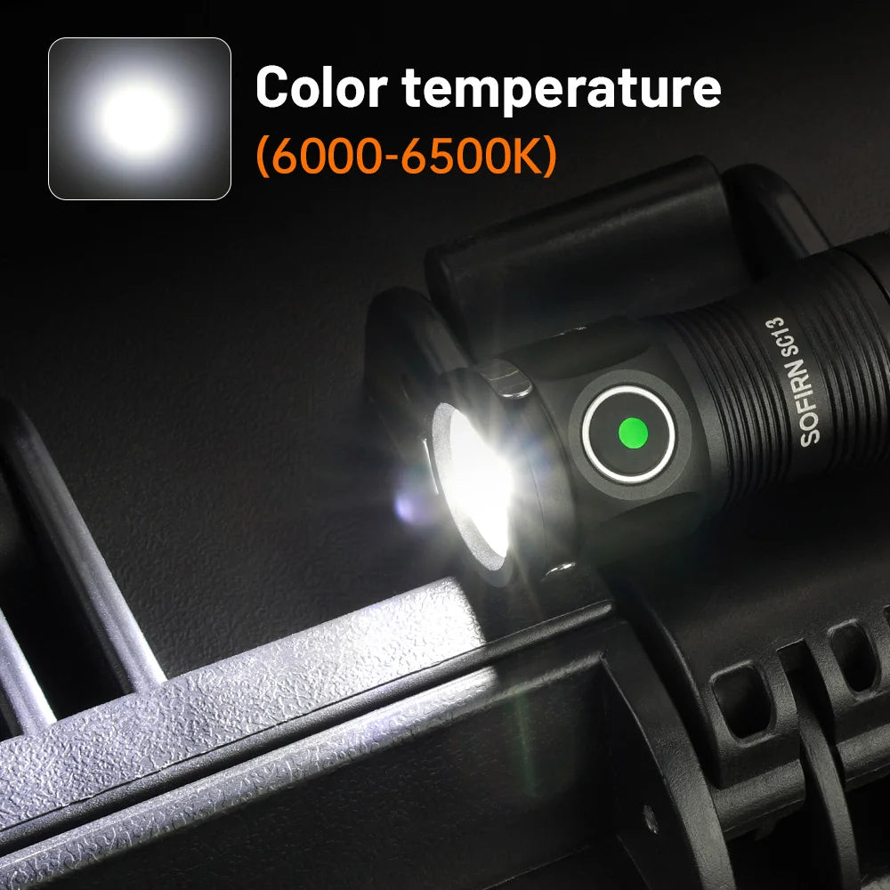 SC13 Black Green SST40 LED 1300lm Mini Tactical 18350 Flashlight 6000K Keychain Emergency Torch