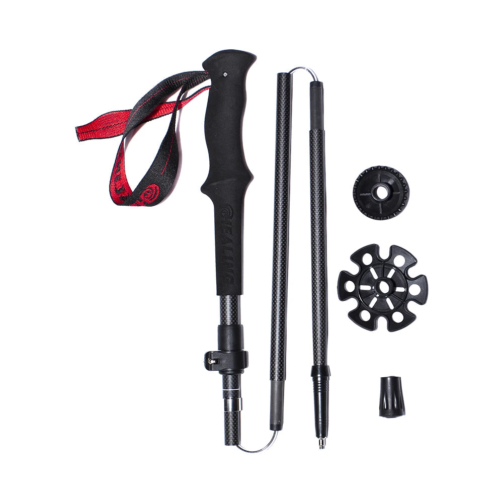 Local+ 100% Carbon Fiber Trekking Poles Folding Outdoor Telescopic Walking Hiking Accessories Nordic Mountain Climbing Stick