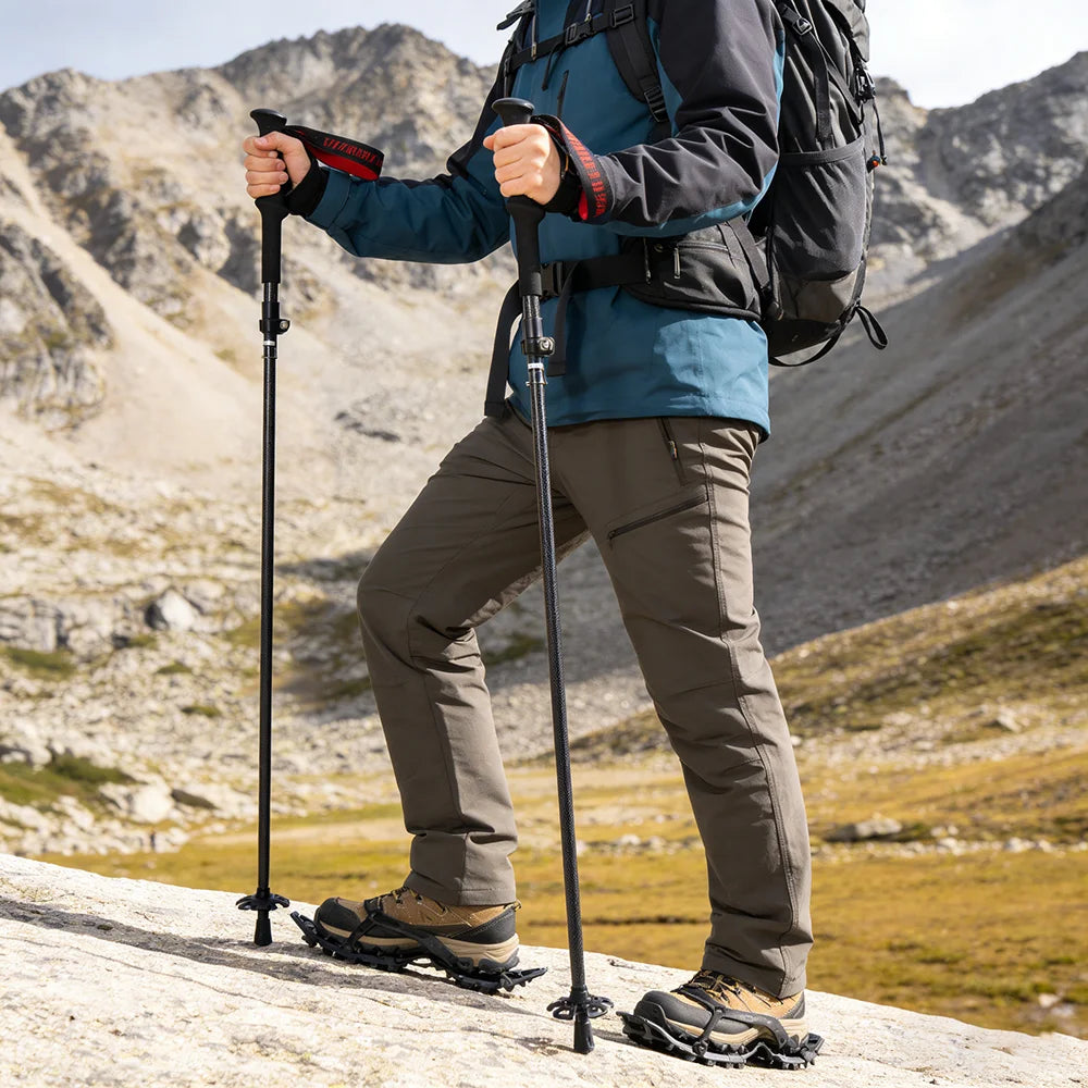 Local+ 100% Carbon Fiber Trekking Poles Folding Outdoor Telescopic Walking Hiking Accessories Nordic Mountain Climbing Stick
