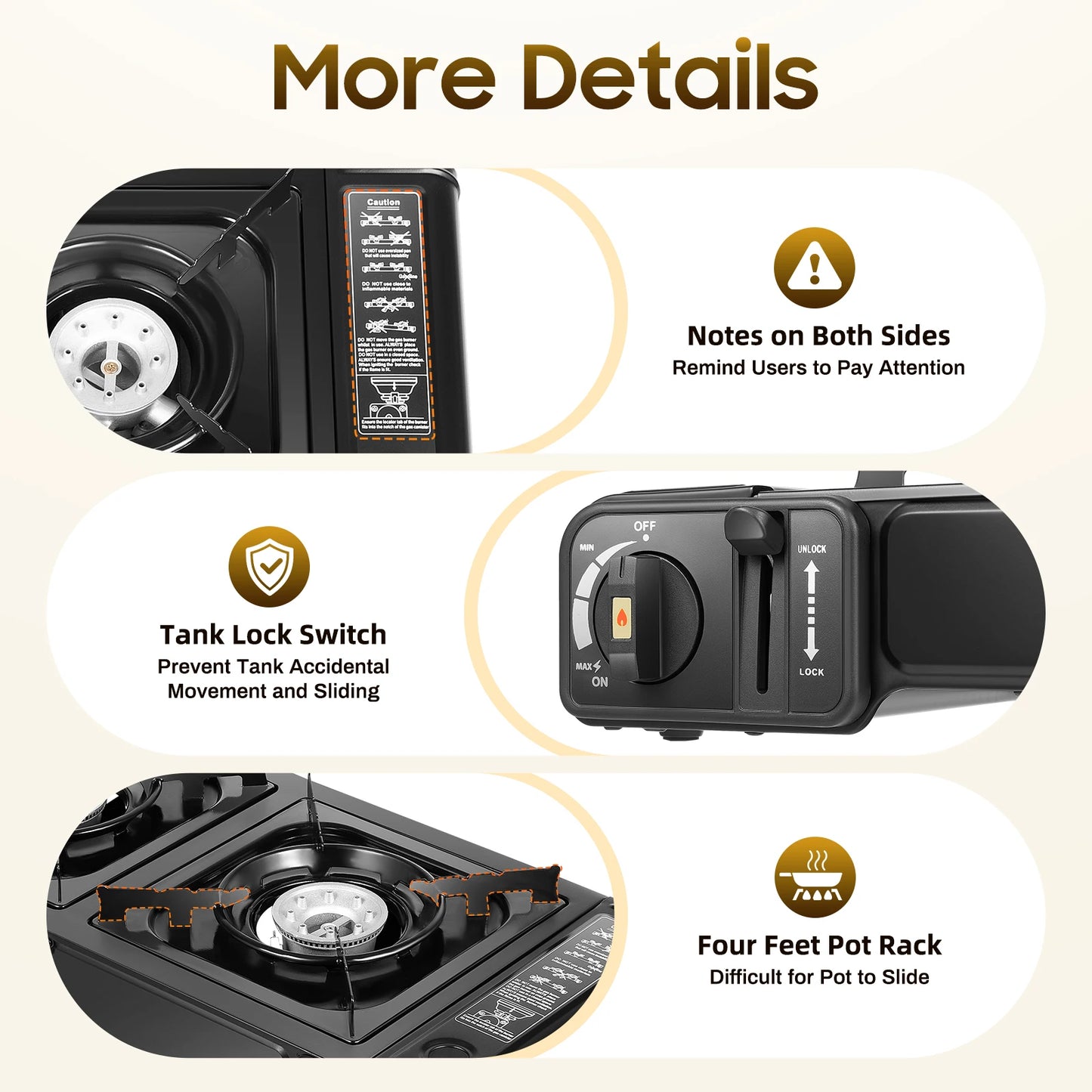 2500W Portable Camping Stove 2 Burners Camping Stove with Baking Tray&Portable Case use  Butane or LPG Home Application Outdoor