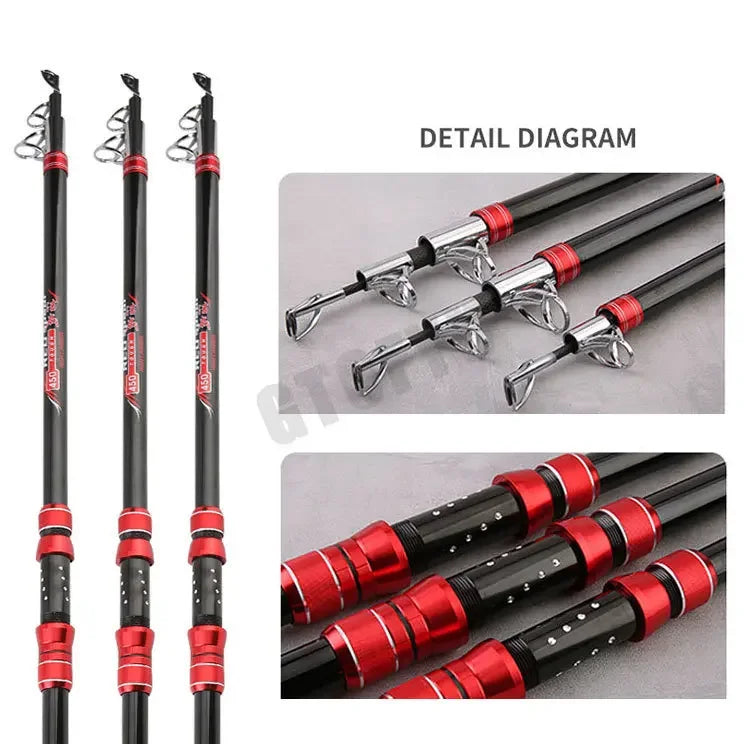 Carbon Fishing Rod 30kg above Superhard 100M Long Distance Throwing shot Rod Telescopic Sea Boat High Quality Fishing Gear